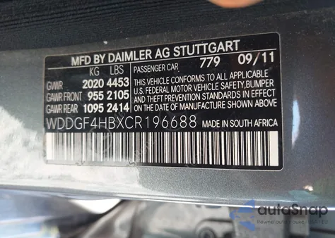 2012 Mercedes-Benz C 250 Luxury/Sport from USA, damaged, VIN WDDGF4HBXCR196608